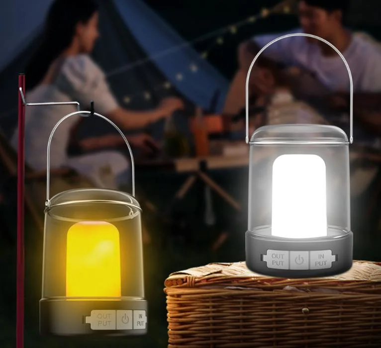 Retro Style Outdoor Decorative SMD LED Lighting Camping Tent Waterproof Hanging Camping Lantern Rechargeable Camping Light with Power Bank for Outdoor