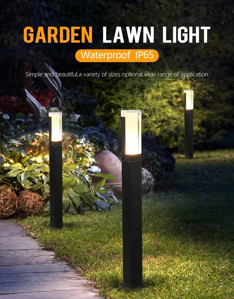 5W LED Square Aluminum IP65 Oudoor Landscape Acrylic Post Bollard Garden Spike Lawn Lamp