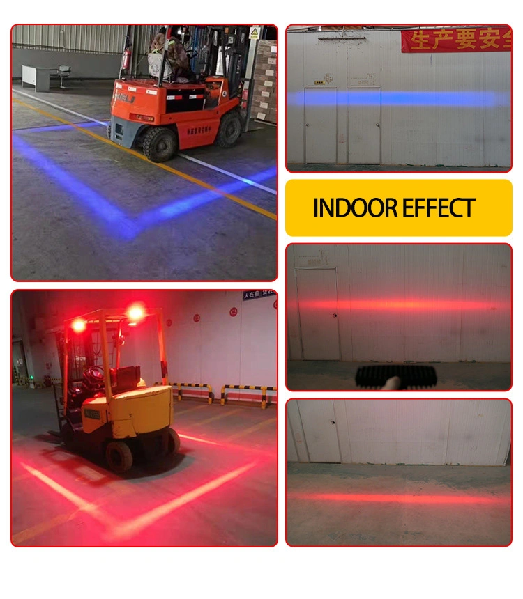 30W Forklift Safety Warning Red Zone Light Super Bright LED Long Line Arc Beam U Shape Light 12-80V DC Blue Spot Work Lamp for Forklift Warehouse Depot Truck