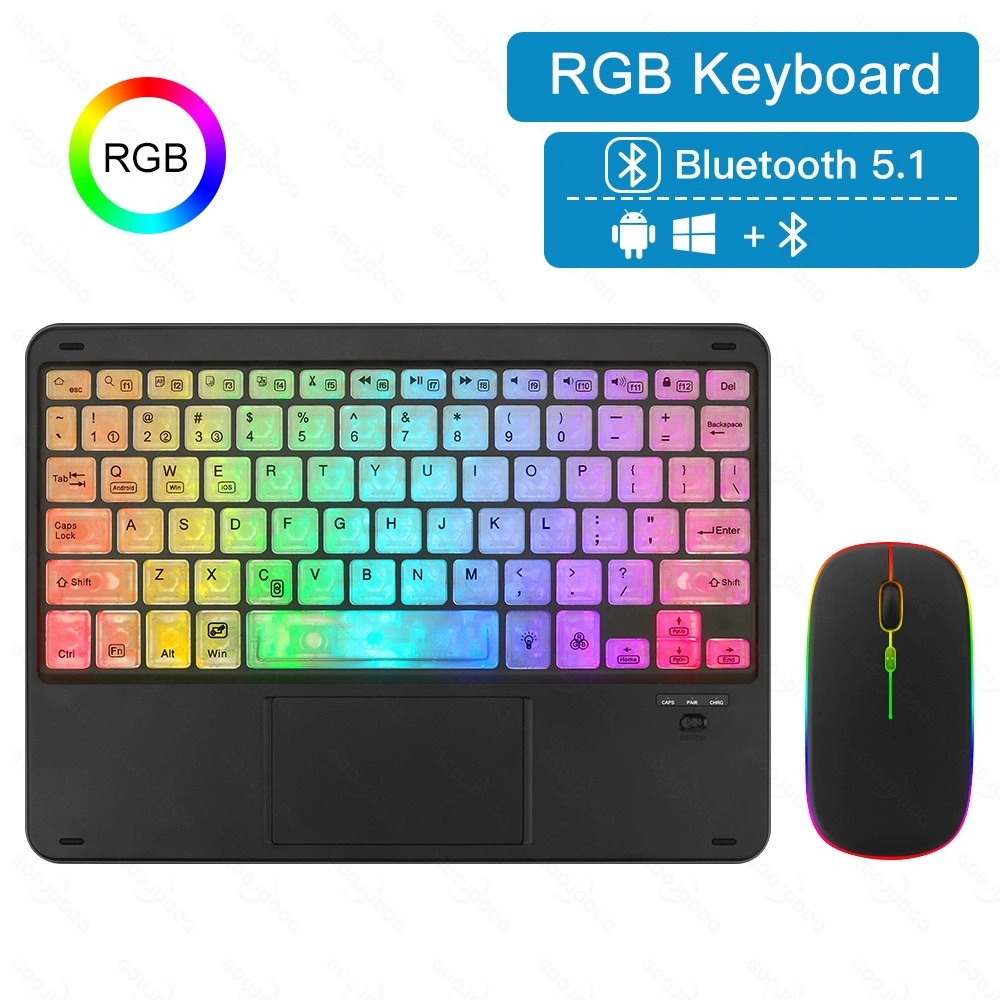 iPad Backlit Bluetooth Keyboard Laptop Tablet Keyboard 10 Inch Colorful Luminous