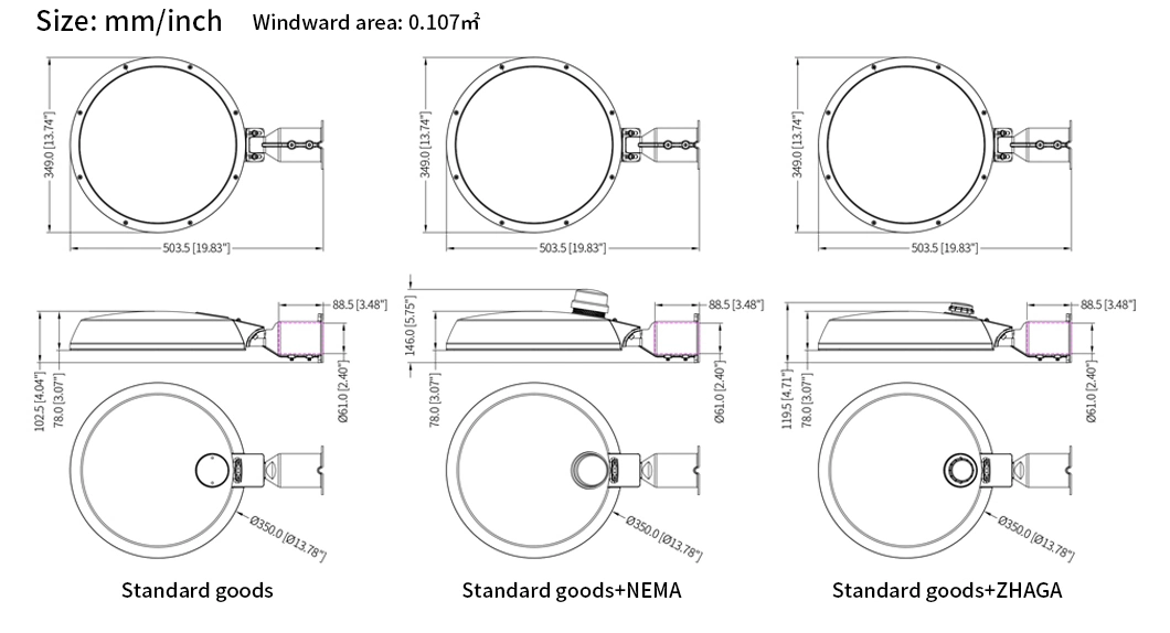 Street Light Round Urban Street Lamp 15W 30W 40W 50W 60W IP66 Garden Light Park Light