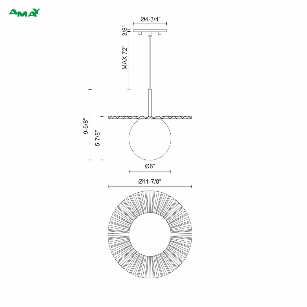 Pleated Decorative Disk Global Glass Golden Kithen Haning Light Pendant Lamp