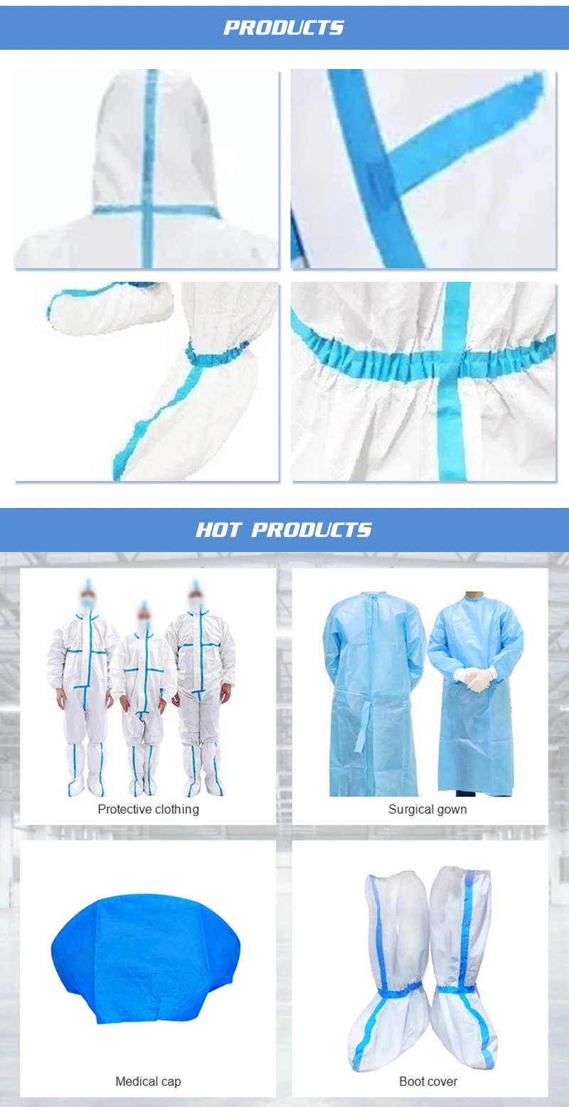 Anti Splash Medical Suit Disposable Hazmat Protective Isolation Suit Clothing Microporous Coverall for Public Place