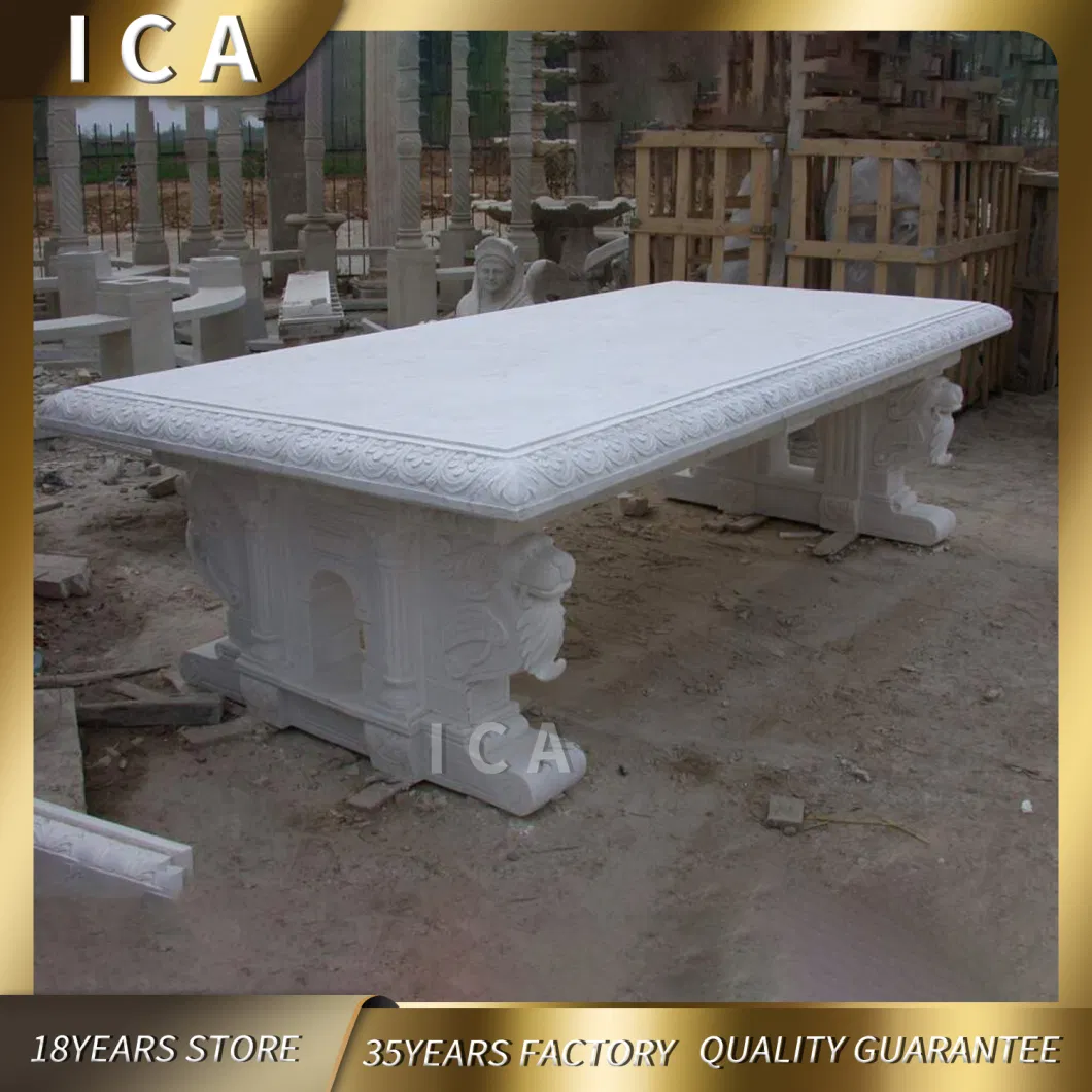 Classic Outdoor Stone Garden Products Hand Carving Marble Park Bench
