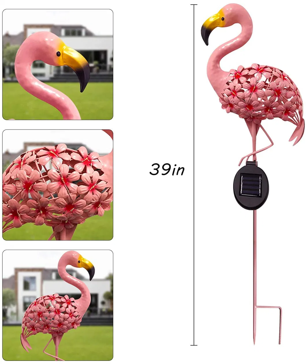 LED Metal Flamingo Waterproof Solar Stake Lights Outdoor Garden Yard Decorative Wyz17906