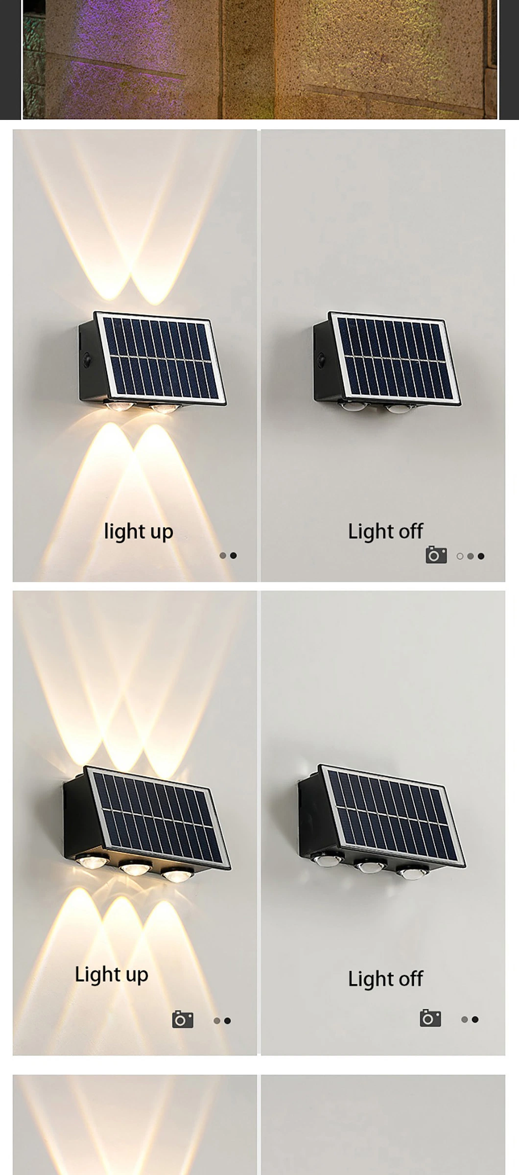 6 LED Glowing Atmosphere Solar Garden Decorative up and Down Wall Light