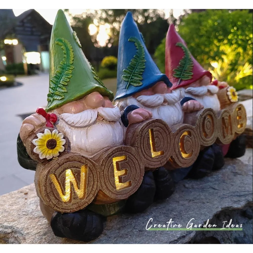 Weather Resistant &amp; UV-Treated Resin Gnome Garden Statue Cute Three Gnome Decor for Lawn or Patio Wyz19997