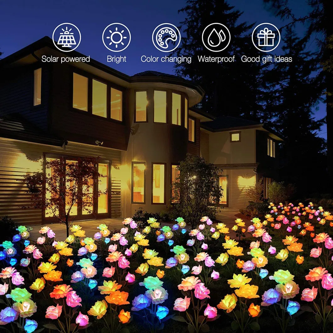 Multicolor Flower Shape Decoration Lights E Solar IP65 Waterproof Lily Flower LED Solar Powered LED Garden Light