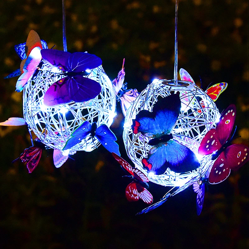 High Quality Garden Butterfly LED Light Wind Chime Light for Home Yard Garden Simulation Animal Hanging Tree Lamp