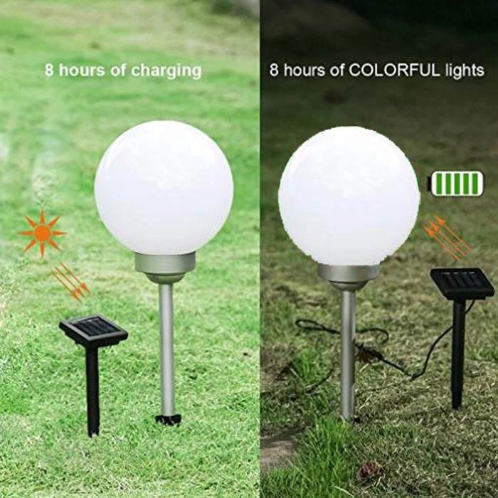 Goldmore11 Round Bulb Shape LED Solar Lawn Light for Garden Decor Outdoor Waterproof IP65 Bollard Solar Stick Lights White Camping Light