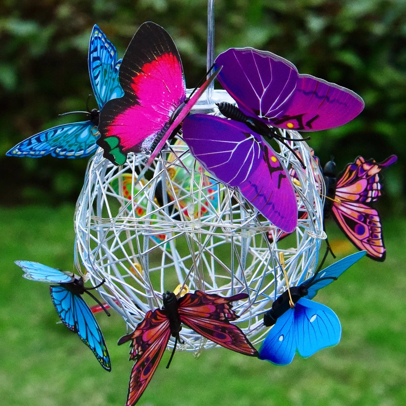 High Quality Garden Butterfly LED Light Wind Chime Light for Home Yard Garden Simulation Animal Hanging Tree Lamp