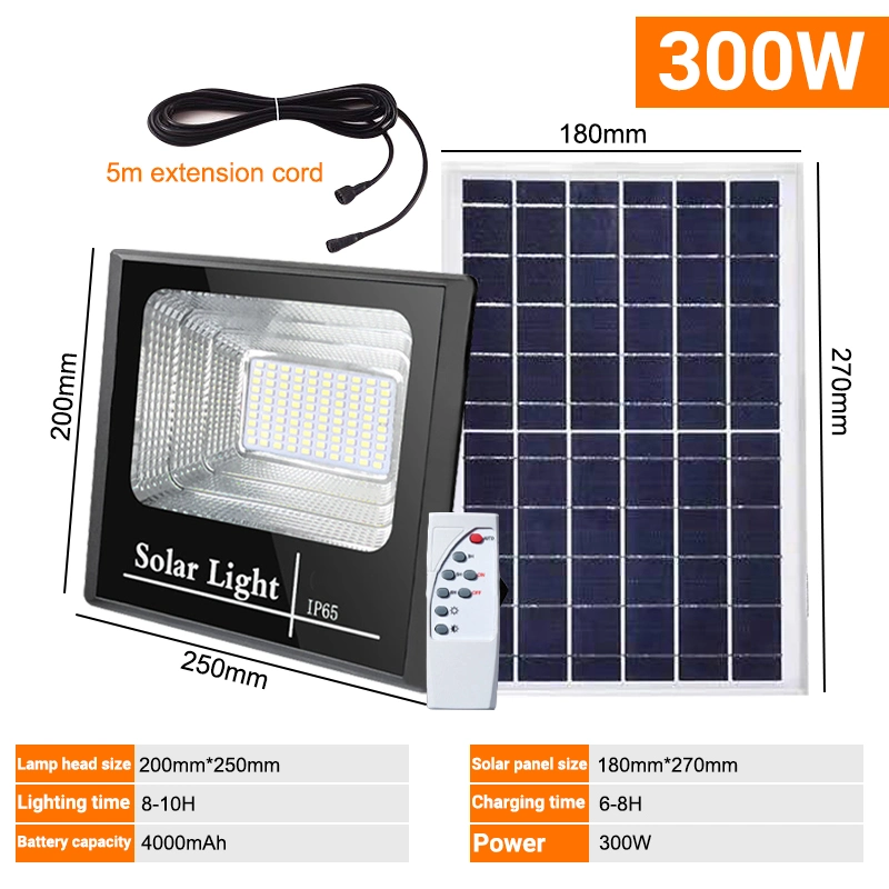 Waterproof Outdoor 300W Solar Reflector LED Solar Spotlights with Remote Control