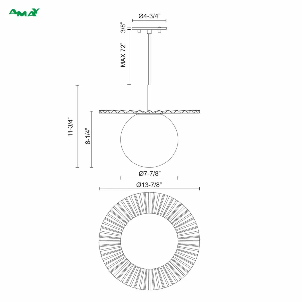 Pleated Decorative Disk Global Glass Golden Kithen Haning Light Pendant Lamp