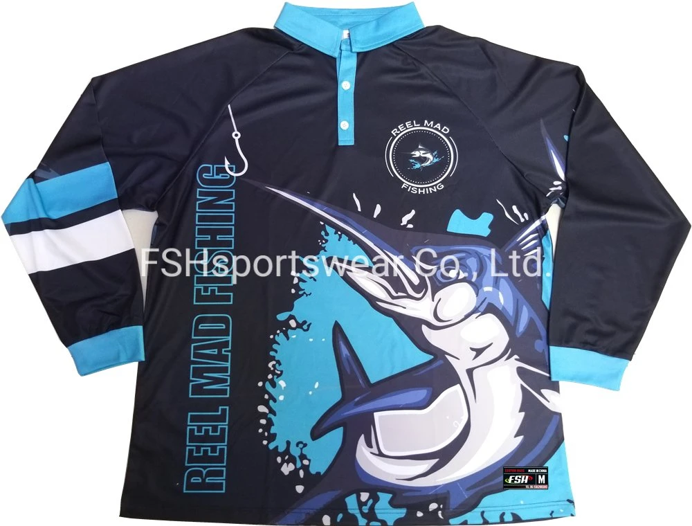 Hot Sale New Design Custom Made Full Sublimation Print Breathable Anti-UV Polo Collar Fishing Shirt