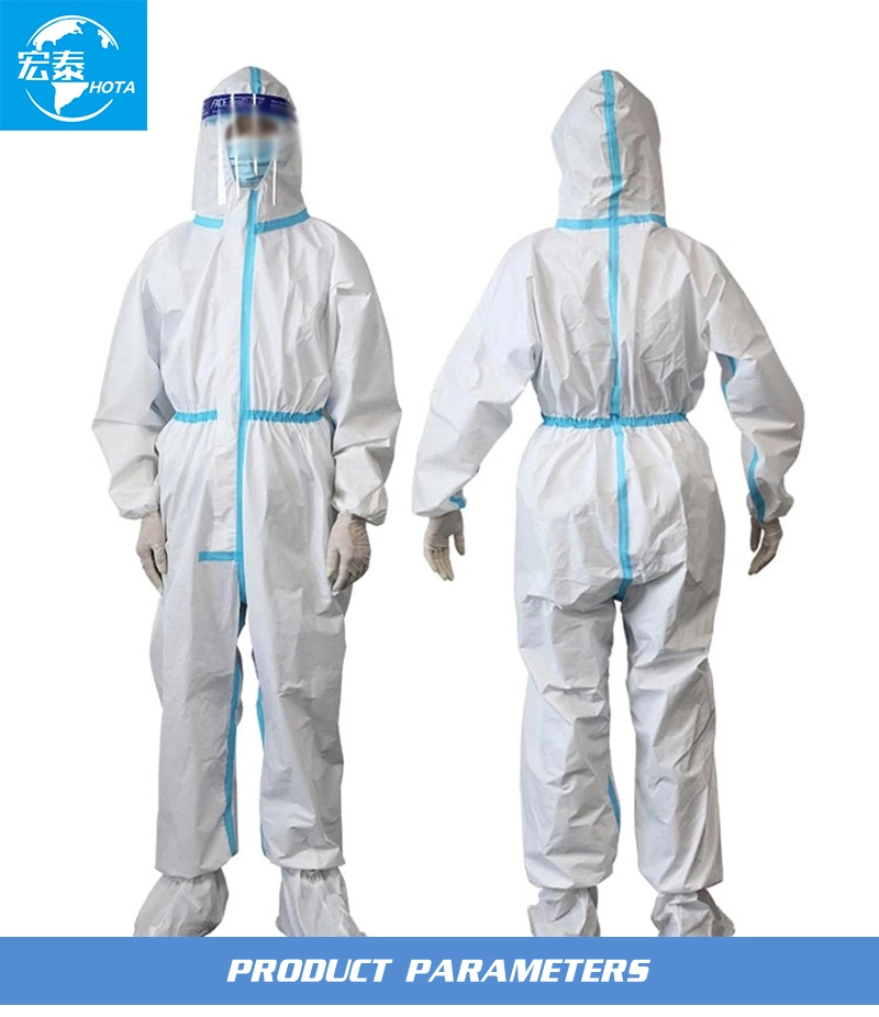 Anti Splash Medical Suit Disposable Hazmat Protective Isolation Suit Clothing Microporous Coverall for Public Place