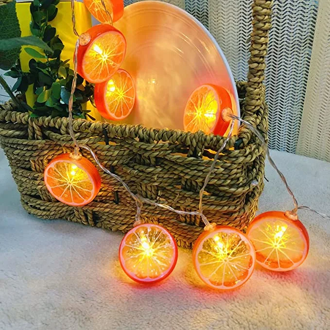 Hkh Novelty Lemon Orange Battery Operated Warm Twinkle Summer Party Garden Home Indoor Fairy String Lights Christmas