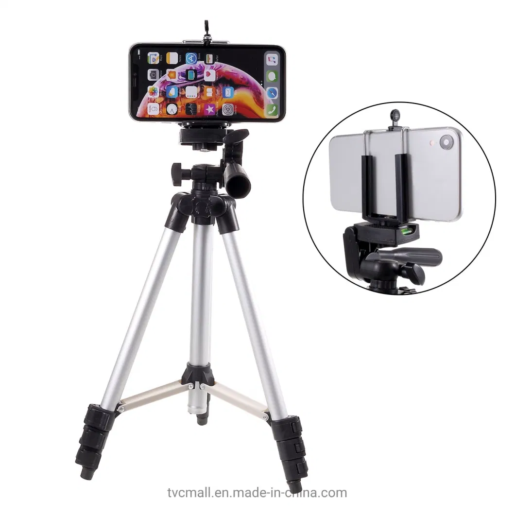 3110 Aluminum Desktop Mounts Tripod Holder with Phone Clamp Extendable Travel Lightweight Tripod Stand [Clamp Width: 53-87mm] for Live Streaming