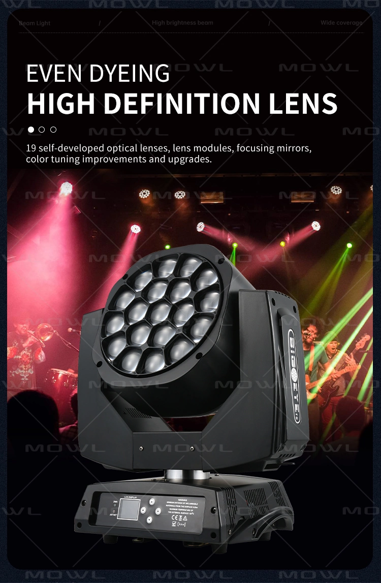 Mowl Manufacturer Price 19X15W Big Bee Eye 19*15W RGBW 4in1 LED Zoom Beam Wash Moving Head Light