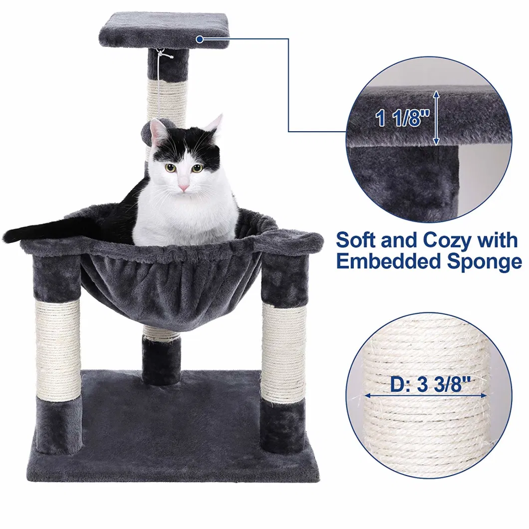 Deluxe Cat Tree and Condos Tall Cat Scratching Post with Bed