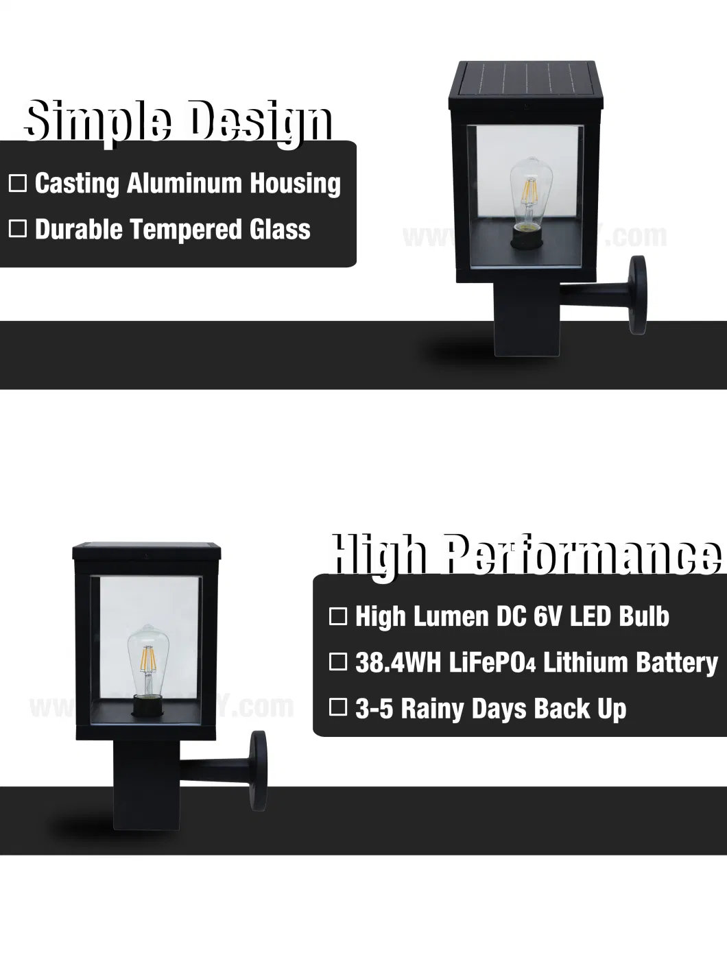 Outdoor LED Solar Wall Lamp Lithium Battery for Garden