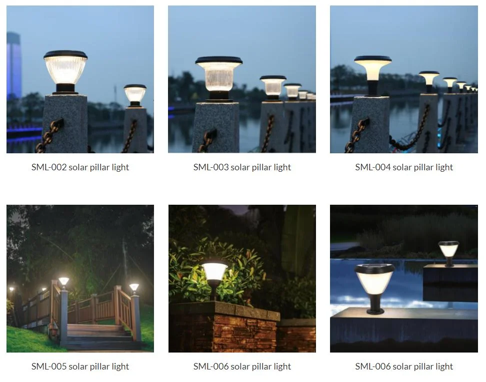 2 Years Warranty LED Light Solar Pillar Main Gate Lamp for Villa Garden Park Bollard Post Top Landscape