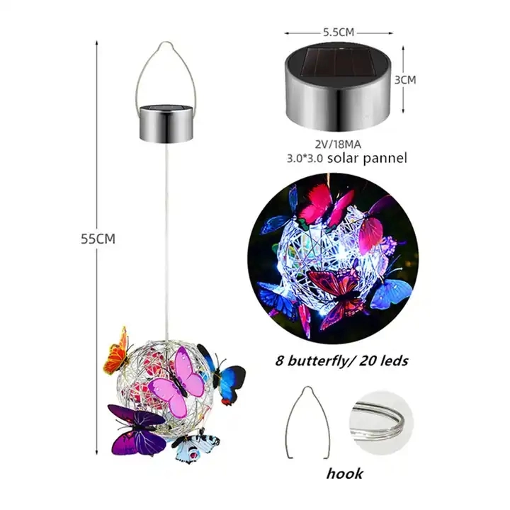 High Quality Garden Butterfly LED Light Wind Chime Light for Home Yard Garden Simulation Animal Hanging Tree Lamp