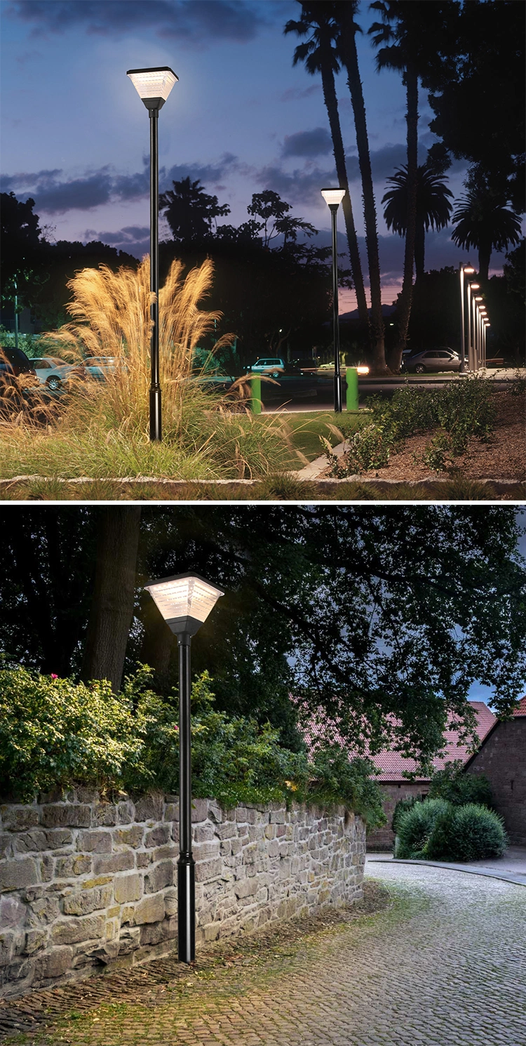 Aluminum Outdoor Bollard Yard Courtyard Fixture Outside Park LED Solar Garden Light