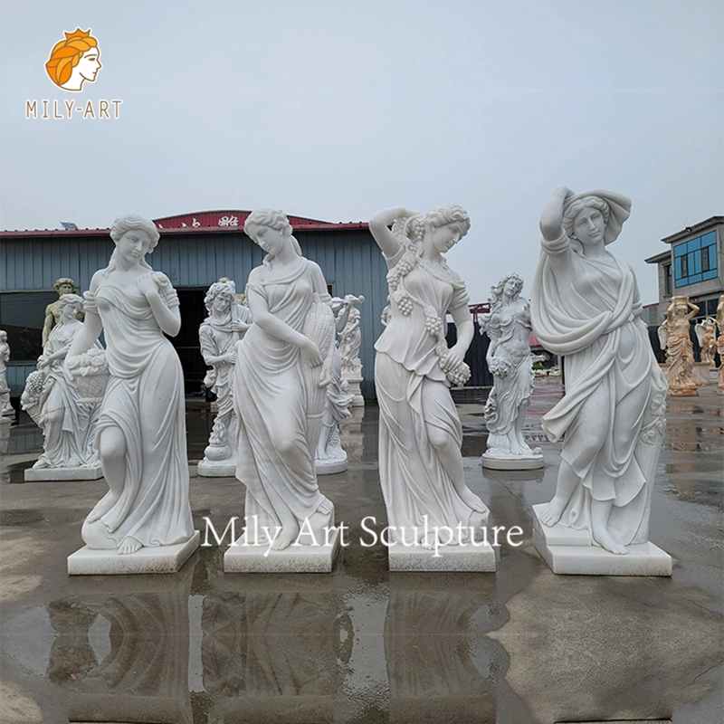 Outdoor Life Size Large White 4 Four Seasons Goddess Sculpture Marble Statue