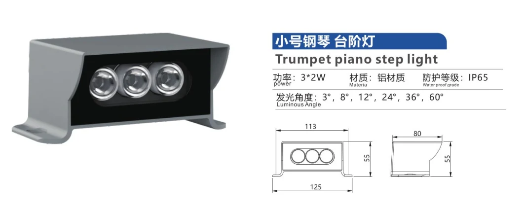 6W LED Trestle Outdoor Pathway Aisle Surface-Mounted Wall Ground Step Stair Well Lamp