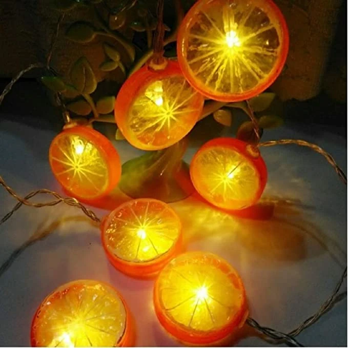 Hkh Novelty Lemon Orange Battery Operated Warm Twinkle Summer Party Garden Home Indoor Fairy String Lights Christmas