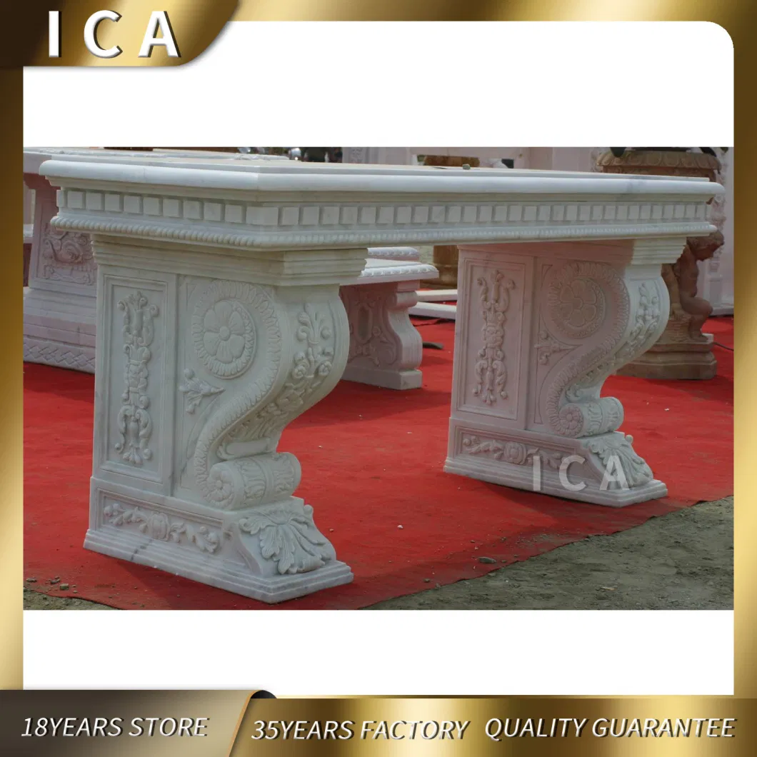 Classic Outdoor Stone Garden Products Hand Carving Marble Park Bench