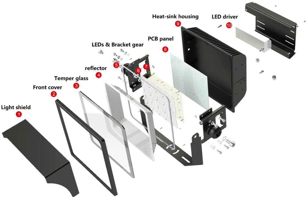 Stadium Flood Lights 500W, 100-277VAC, LED Lighting 6500K, 20deg Optic Beam Spotlight