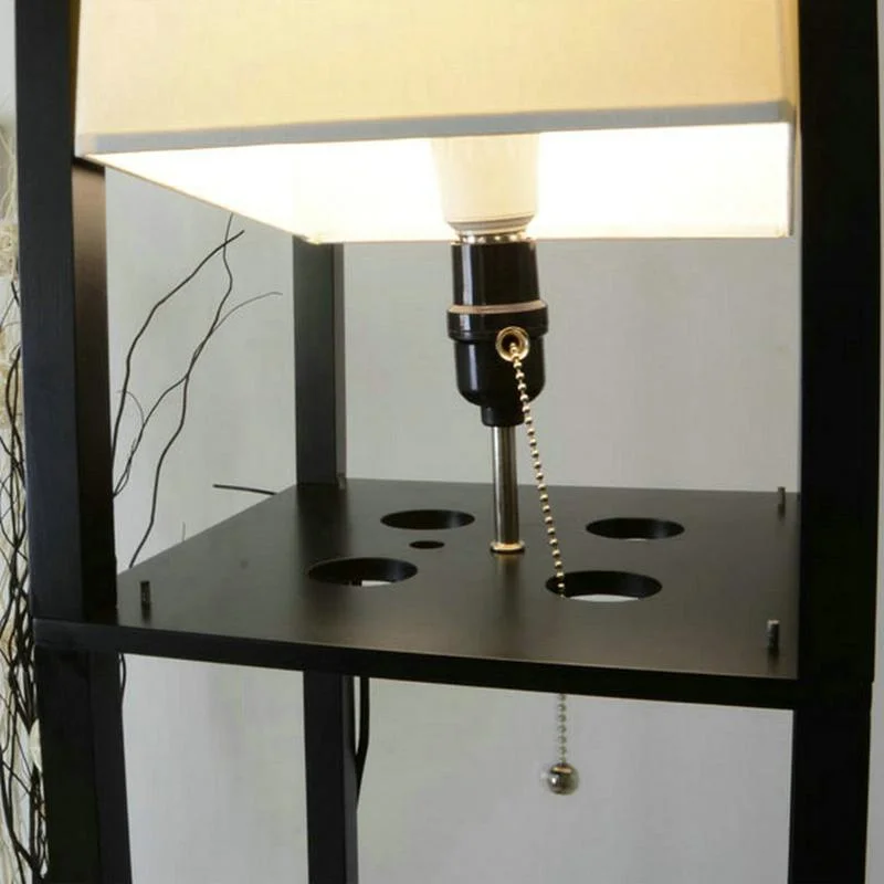 Modern LED Decorative Wooden Loft Floor Lamp Black White Shelf Floor Lamp (WH-MFL-113)