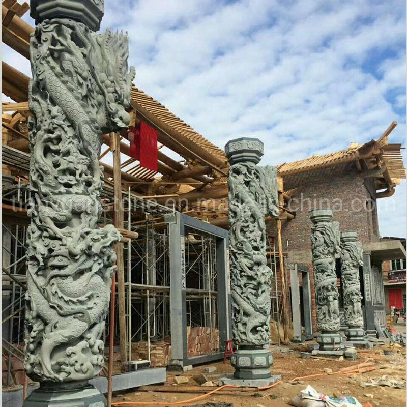 Greek Style Large Granite Marble Columns with Dragon for Interior Exterior