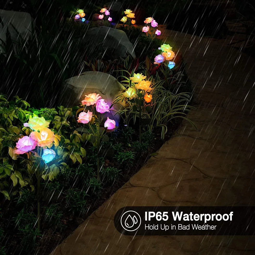 Multicolor Flower Shape Decoration Lights E Solar IP65 Waterproof Lily Flower LED Solar Powered LED Garden Light