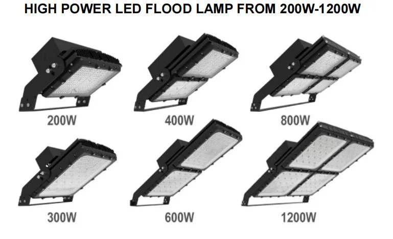 1200W High Power Projector Waterproof CE RoHS Certified Die-Casting Outdoor Indoor Area Lighting Tunnel Sport Field Stadium Tennis Court LED Flood Light