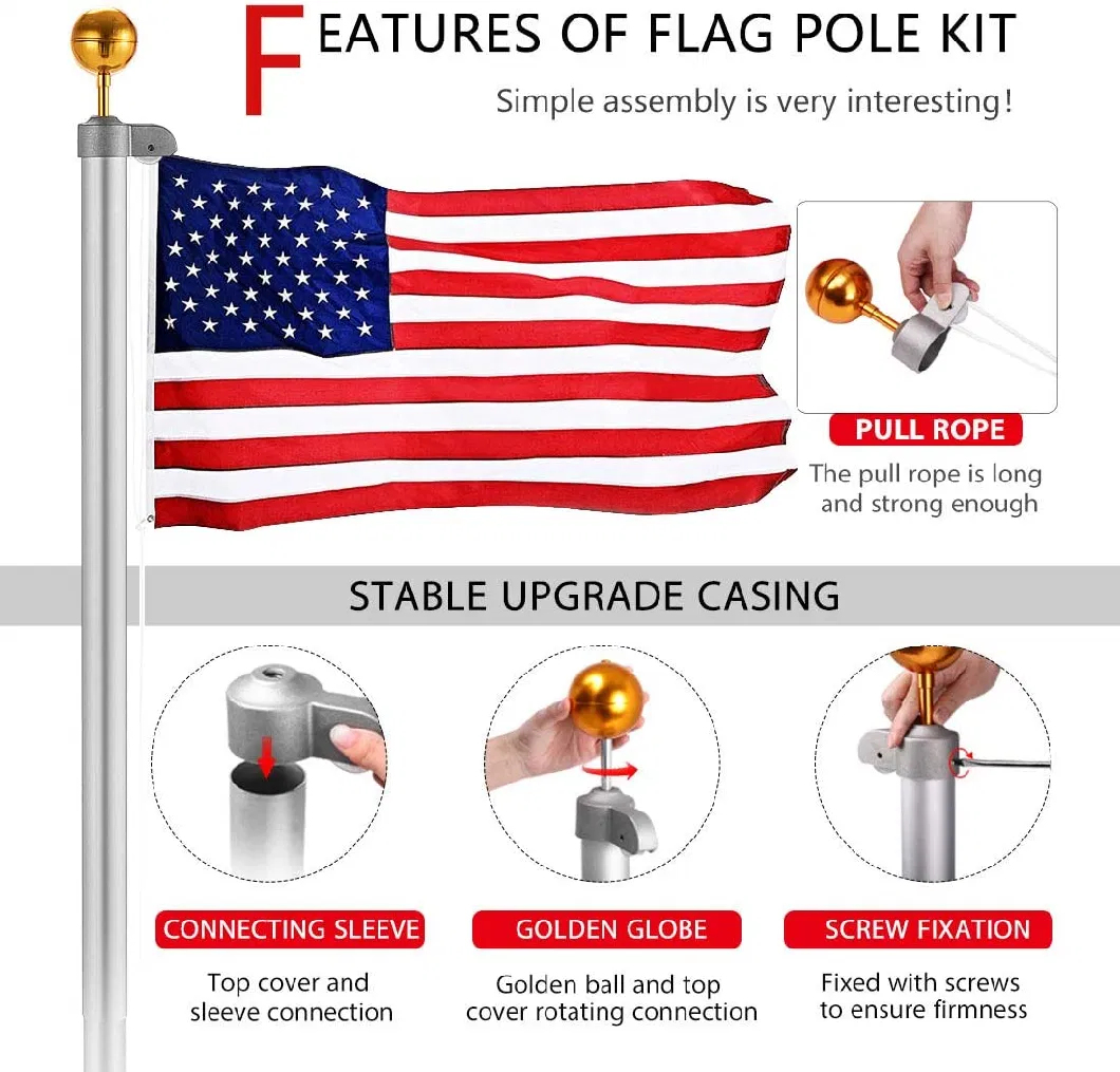 OEM ODM Adjust Aluminum Flag Pole