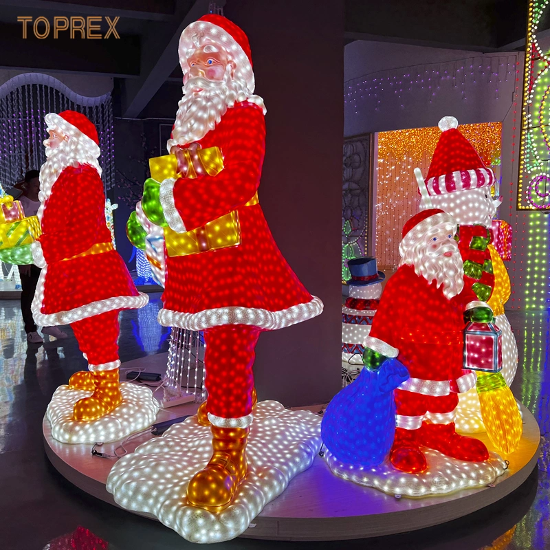 Custom Christmas Decoration LED Motif Light Navidad Decorative Event Garden Park 3D LED Santa Clause Motif Lights for Street/Shopping Mall