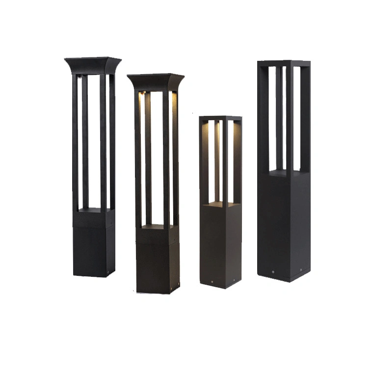 IP65 Waterproof Square Landscape Aluminum Bollard Garden LED Solar Lawn Pillar Lamp