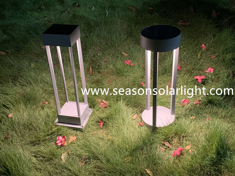 New Round Lighting Solar Energy Outdoor Lighting Garden Bollard Light with Warm+White LED Light