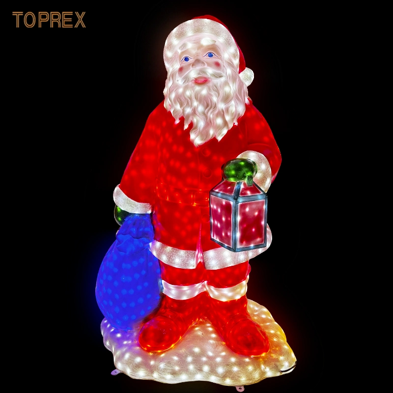 Custom Christmas Decoration LED Motif Light Navidad Decorative Event Garden Park 3D LED Santa Clause Motif Lights for Street/Shopping Mall