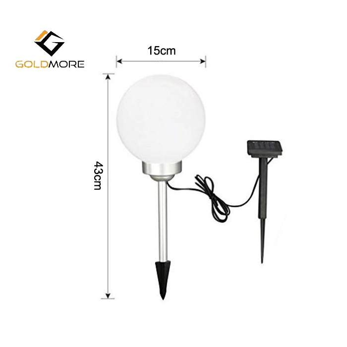 Goldmore11 Round Bulb Shape LED Solar Lawn Light for Garden Decor Outdoor Waterproof IP65 Bollard Solar Stick Lights White Camping Light