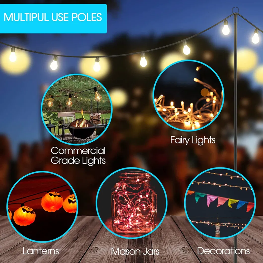 String Light Poles for Outdoor, Outdoor String Light Pole, Outside String Light Poles for Hanging String Lights, Black String Light Poles for Y
