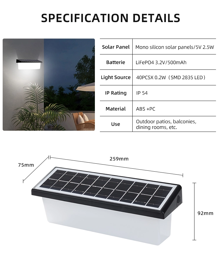 Solar Powered 8-10 Hours Working Time Outdoor Garden Wall Fence Lamp Light with White/Warm White/RGB Color