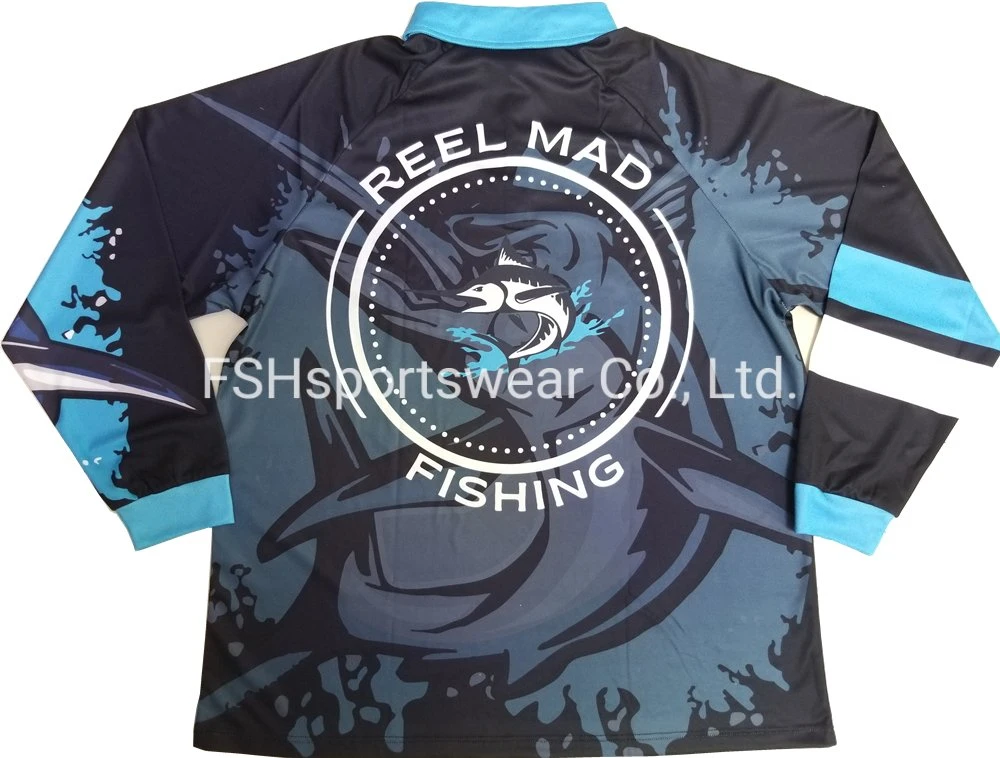 Hot Sale New Design Custom Made Full Sublimation Print Breathable Anti-UV Polo Collar Fishing Shirt