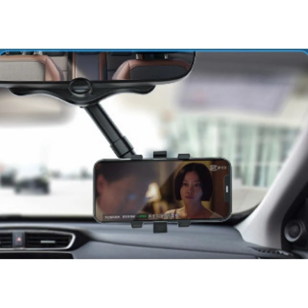 Universal Car Phone Holder 360 Degree Rotatable and Retractable Rearview Mirror Phone Mount Bl20546