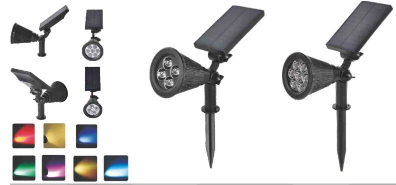 LED Solar Energy Spot Light Yard Motion Sensor Light RGB Full Changing Color Passageway Light Solar Spotlight