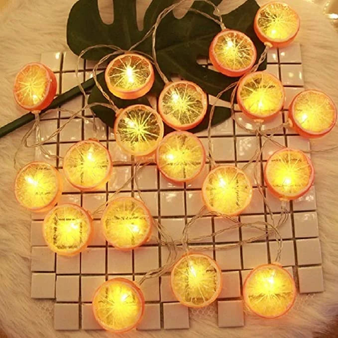 Hkh Novelty Lemon Orange Battery Operated Warm Twinkle Summer Party Garden Home Indoor Fairy String Lights Christmas