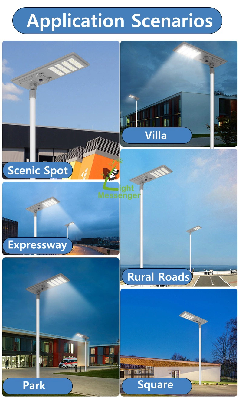 Light Messenger Waterproof Solar Powered Street LED Lighting Lamparas Lamp Outdoor Parking Lot Garden Streetlight Lights with Battery High Lumen 210lm/W