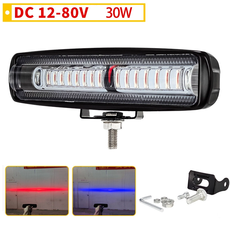 30W Forklift Safety Warning Red Zone Light Super Bright LED Long Line Arc Beam U Shape Light 12-80V DC Blue Spot Work Lamp for Forklift Warehouse Depot Truck